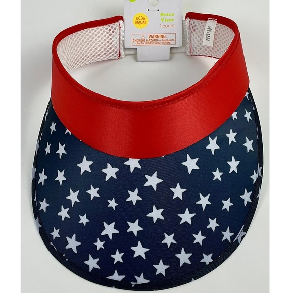 Sun Squad Accessories - Sun Squad Retro Visor Patriotic Stars Red White Blue One Size New